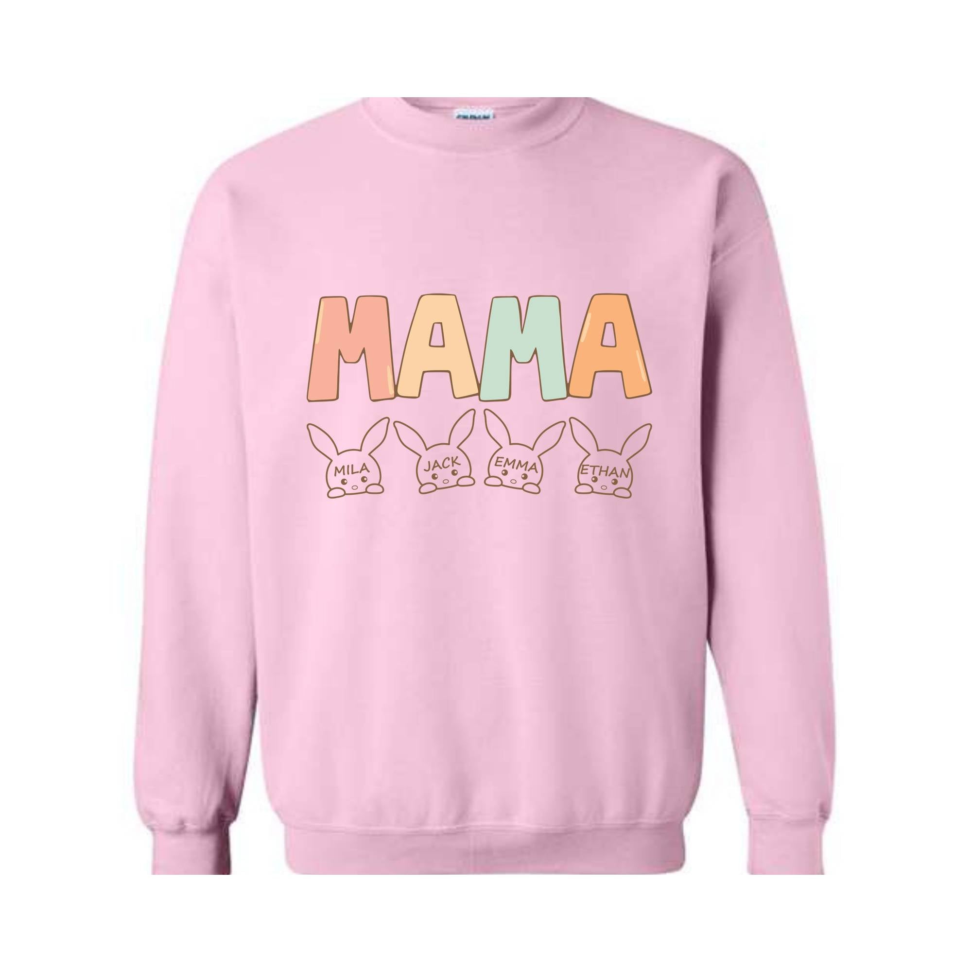 Custom Mama Easter Sweatshirt, Mama Sweatshirt With Kids Names, Happy Easter Sweater, Personalized Easter Day Sweater