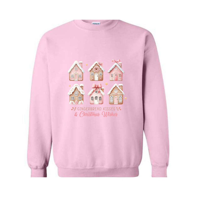 Pink Christmas Gingerbread Houses Sweatshirt, Christmas Sweatshirt, Christmas Sweater, Gingerbread House Sweater, Xmas Christmas Shirt