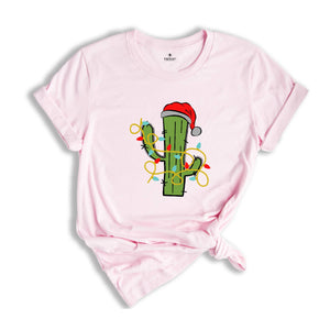 Cute Christmas Cactus Lights T-Shirt, Cactus Christmas Tree Tee, Christmas Reunion Shirt, Christmas Costume, Gardener Tee