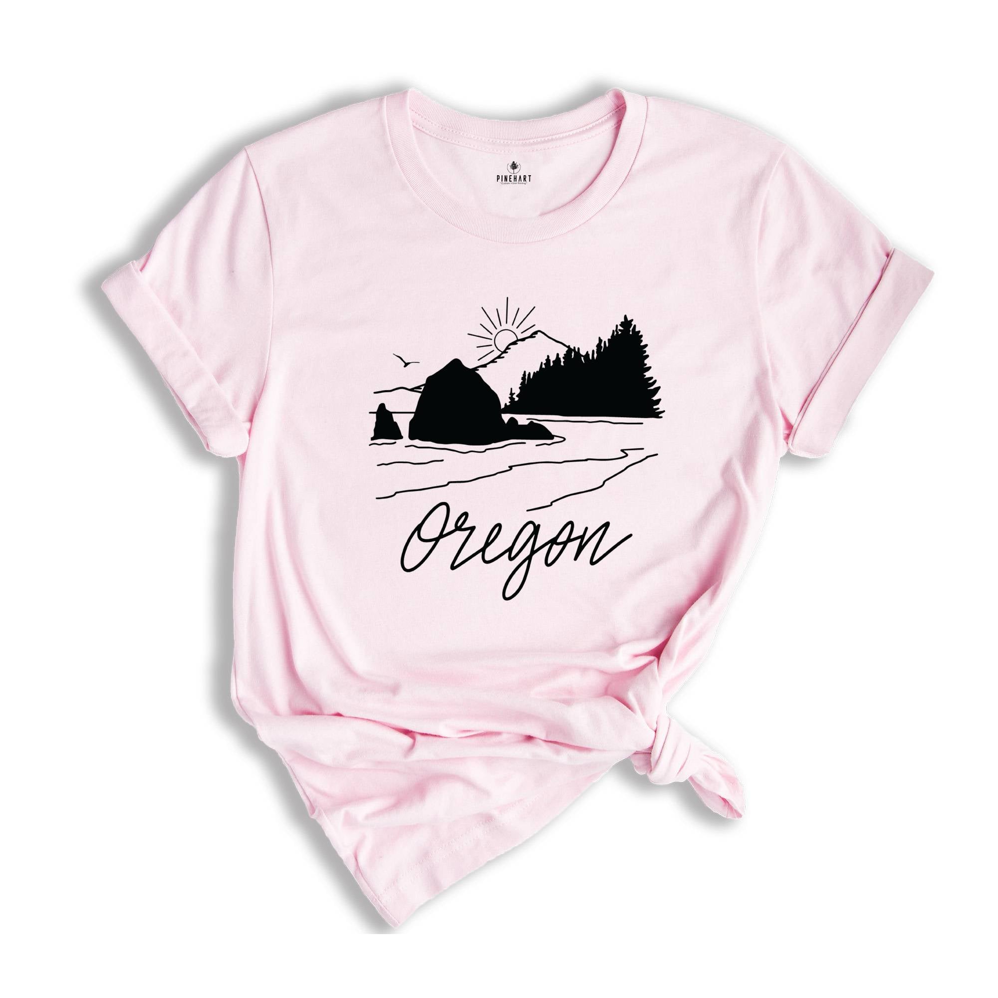 Oregon Mountain Sunset Shirt, Oregon State Shirt, Sun and Trees, Oregon State Shirt, Portland Oregon Shirt, Travel Shirt, Oregon Gift Shirts