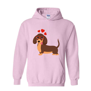 Valentine Dog Sweatshirt, Dog Lover Shirt,Valentines Day Dog Mom Shirt, Love Themed Weiner Dog Hoodie, Valentine Dog Sweatshirt