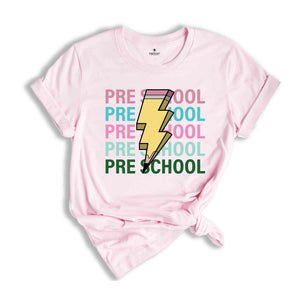 Pre School Pencil Shirt, Pencil Bolt Shirt, Retro Shirt, Back To School Shirt, School Shirt, Teacher Shirt, Pencil Shirt, Teacher Gift