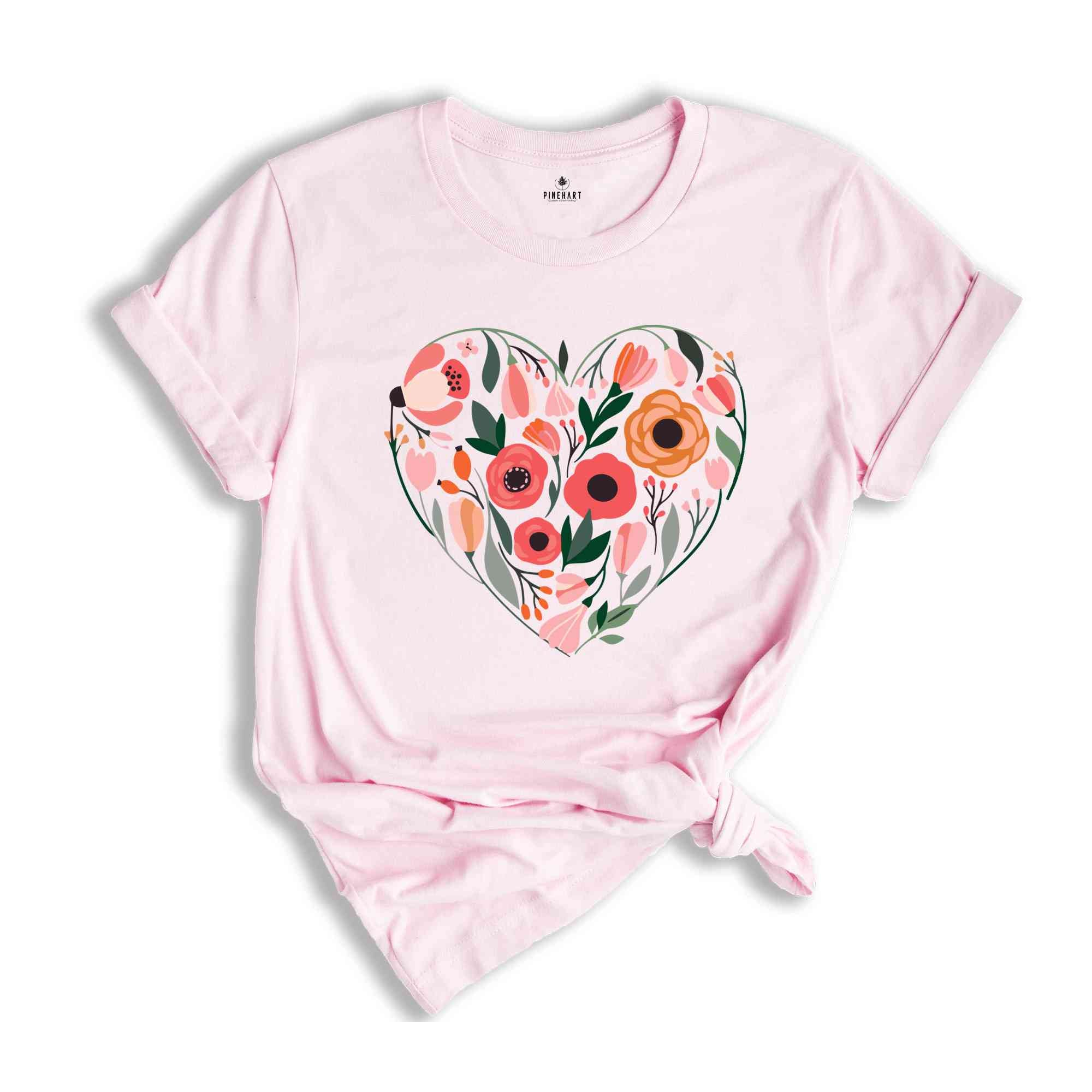 Wildflower Floral Shirt, Flower heart shirt ,Womens Flower Shirt, Botanical Shirt, Nature Lover Shirt, Spring Shirt