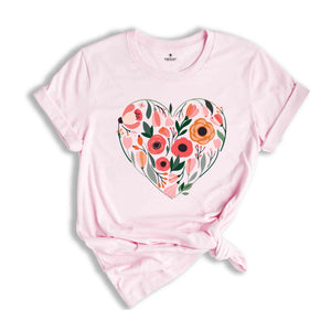 Wildflower Floral Shirt, Flower heart shirt ,Womens Flower Shirt, Botanical Shirt, Nature Lover Shirt, Spring Shirt