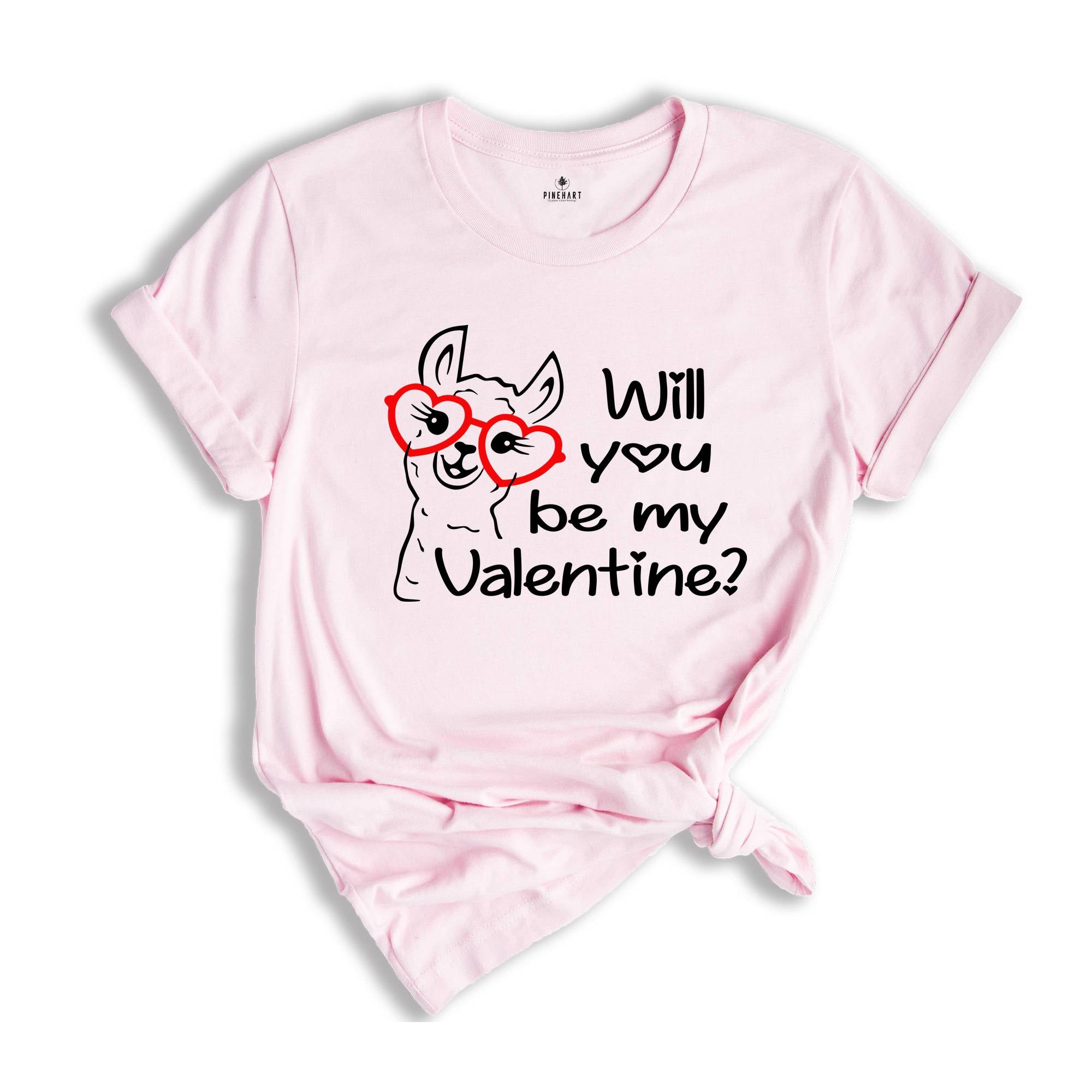 Will You Be My Valentine Llama Shirt, Funny Valentines Day Gift, Cute Llama Valentines Tee, Happy Valentines Day Shirt