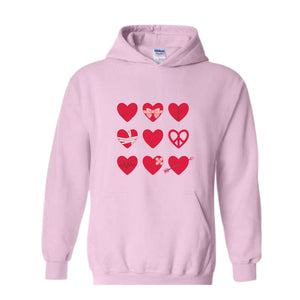 Womens Valentines Hearts Hoodie, Valentine Hoodie, Hearts Valentine Gift, Valentine Sweatshirt, Valentines Day Sweatshirt,