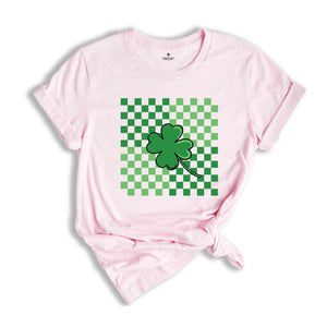 St Patricks Day Shirt, Clover Shirt, Retro Checkered St Patrick Shirt, St Patricks Clover Shirt, Shamrock Shirt, Gift For St Patricks