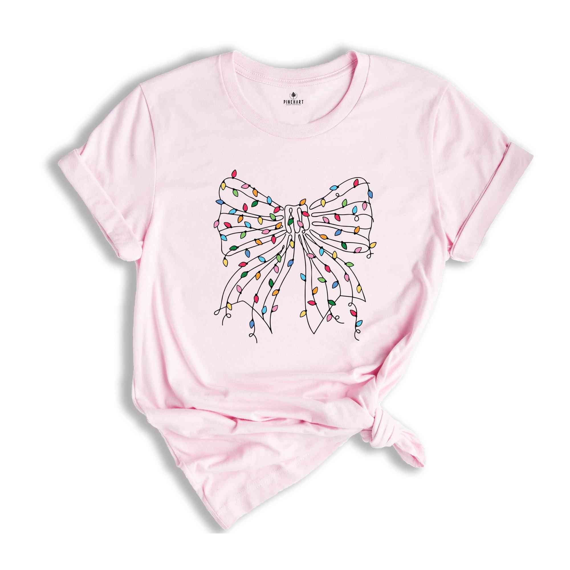 Coquette Christmas Lights Shirt, Christmas Bow Shirt, Christmas Shirt, Christmas Light Shirt, Bow Shirt, Coquette Shirt, Cute Christmas Tee