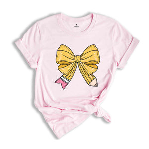 Coquette Teacher T-Shirt, Coquette Pencil Bow T-Shirt, Back to School Tee, Teacher Appreciation Gift, Gifts For Teachers