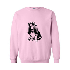 Funny Basset Hound With Sunglasses Sweatshirt, Hipster Dog Hoodie, Dog Mom Hoodie, Gifts For Dog Lovers