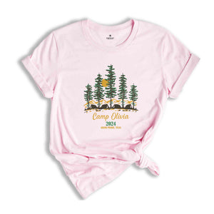 Custom Camp Shirt, Personalized Camp Crew T-Shirt, Camping Family Matching Tee, Outdoor Mountain Bridal Party Shirt, Vacation Gift