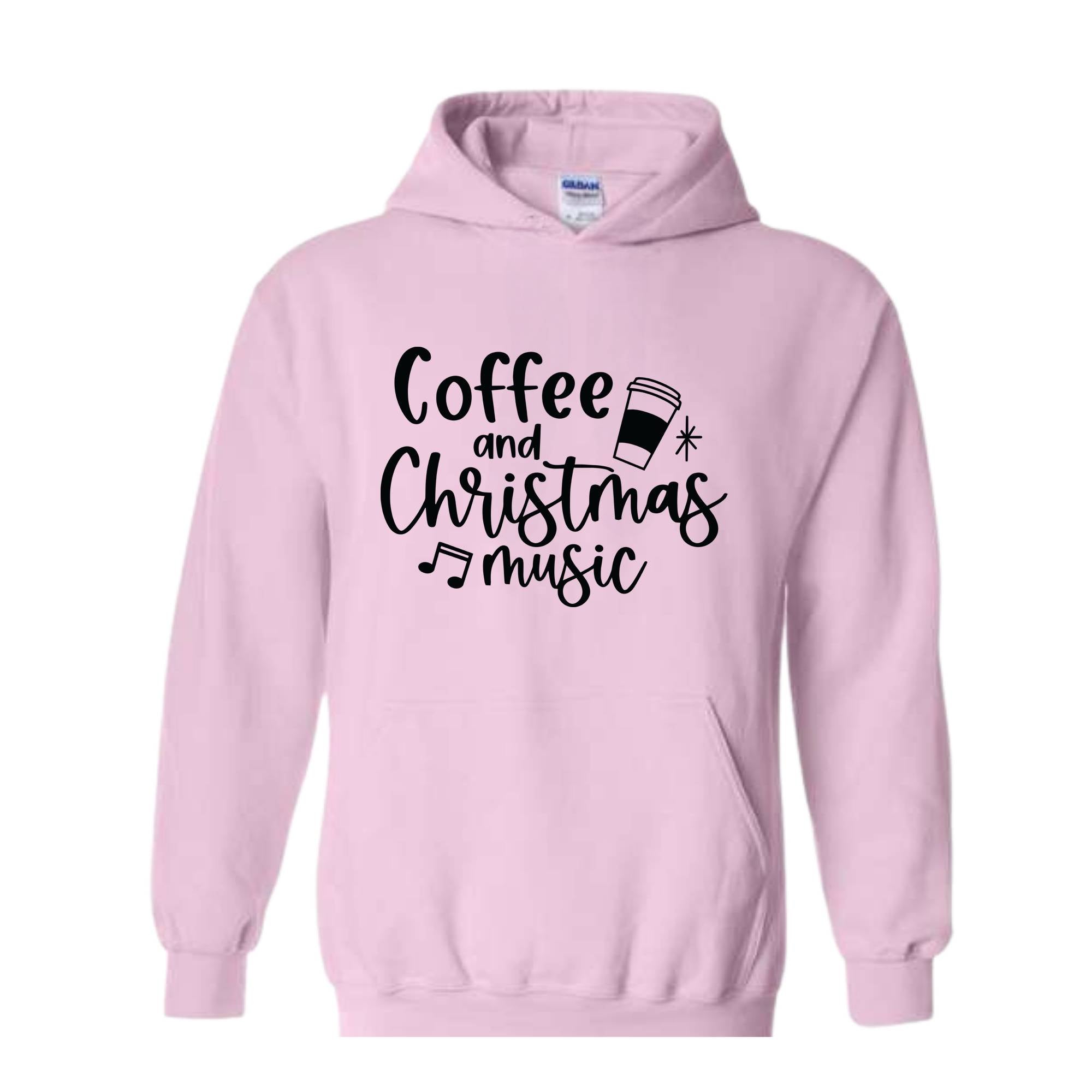 Coffee and Christmas Music Sweatshirt, Coffee and Christmas Gift, Christmas Music Hoodie, Christmas Outfit, Xmas Party Costume