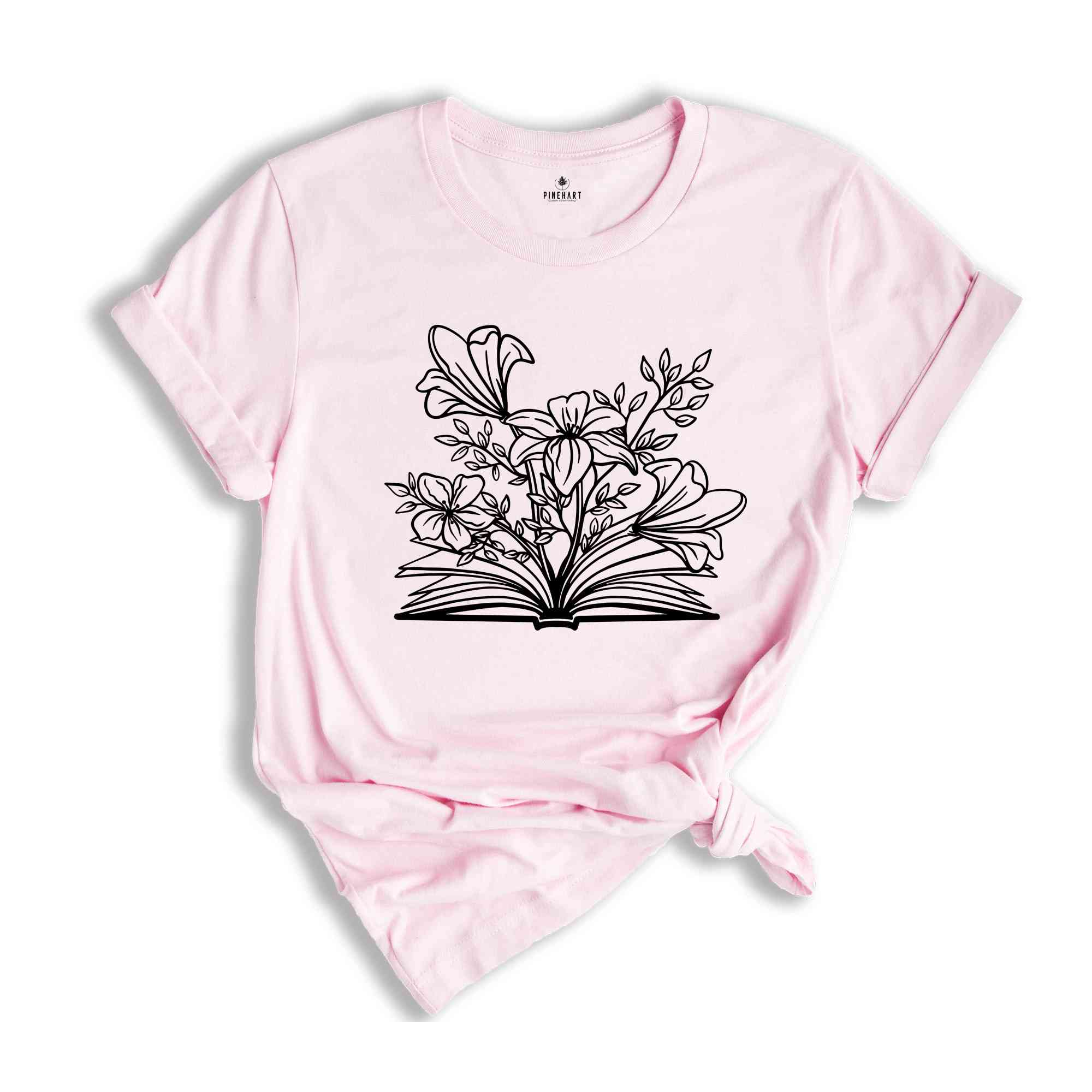 Book And Flower Shirt, Book Lover Gift, Book Lover Shirt, Floral Tshirt, Botanic Lover Tee, Nature Lover Shirt, Wildflower Gift