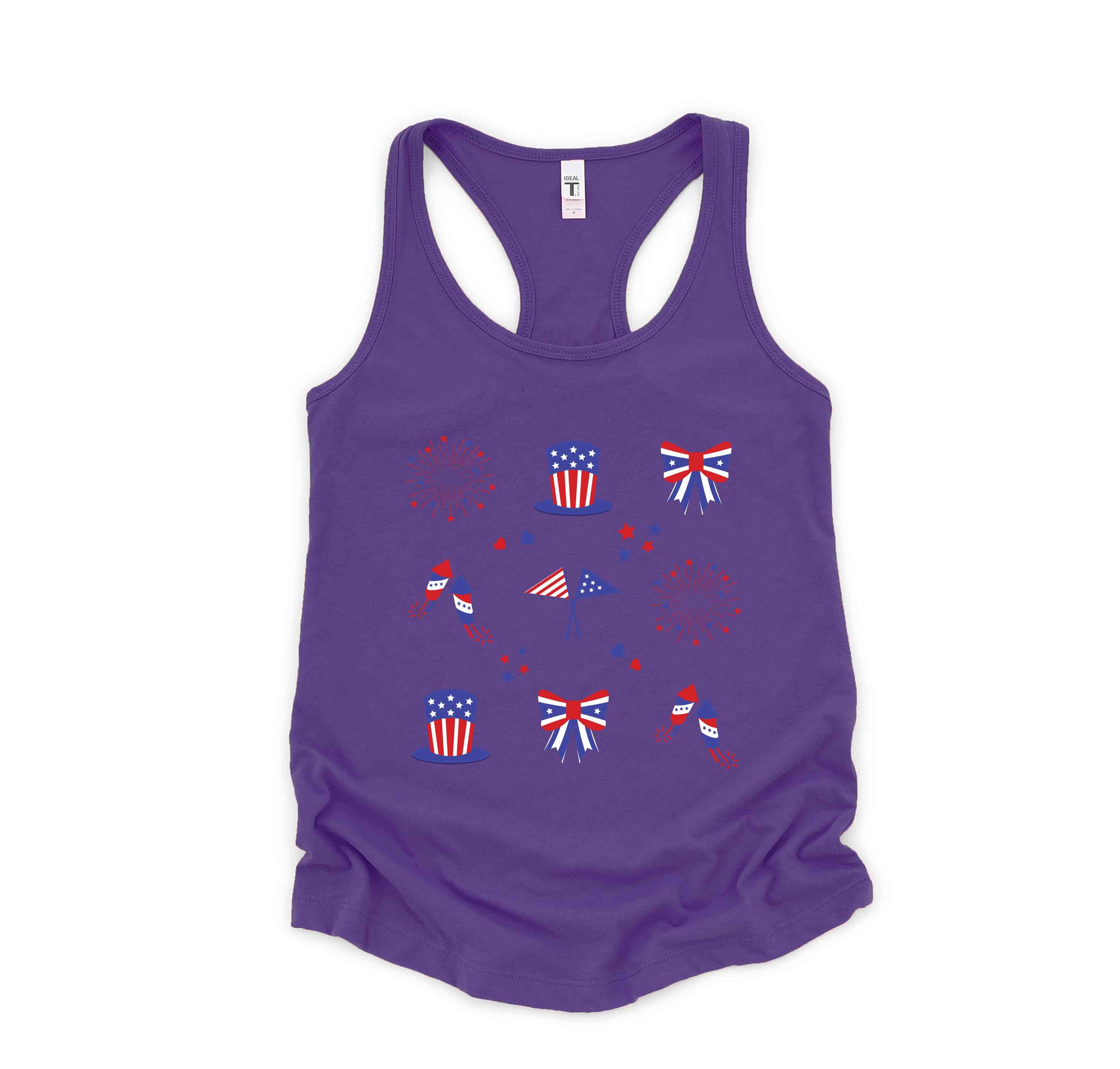 American Tank Top, America Map Tank Top, Fireworks Tank Top, Bow Tank Top, 4th Of July Tank Top, Independence Day Tank Top, Memorial Tank