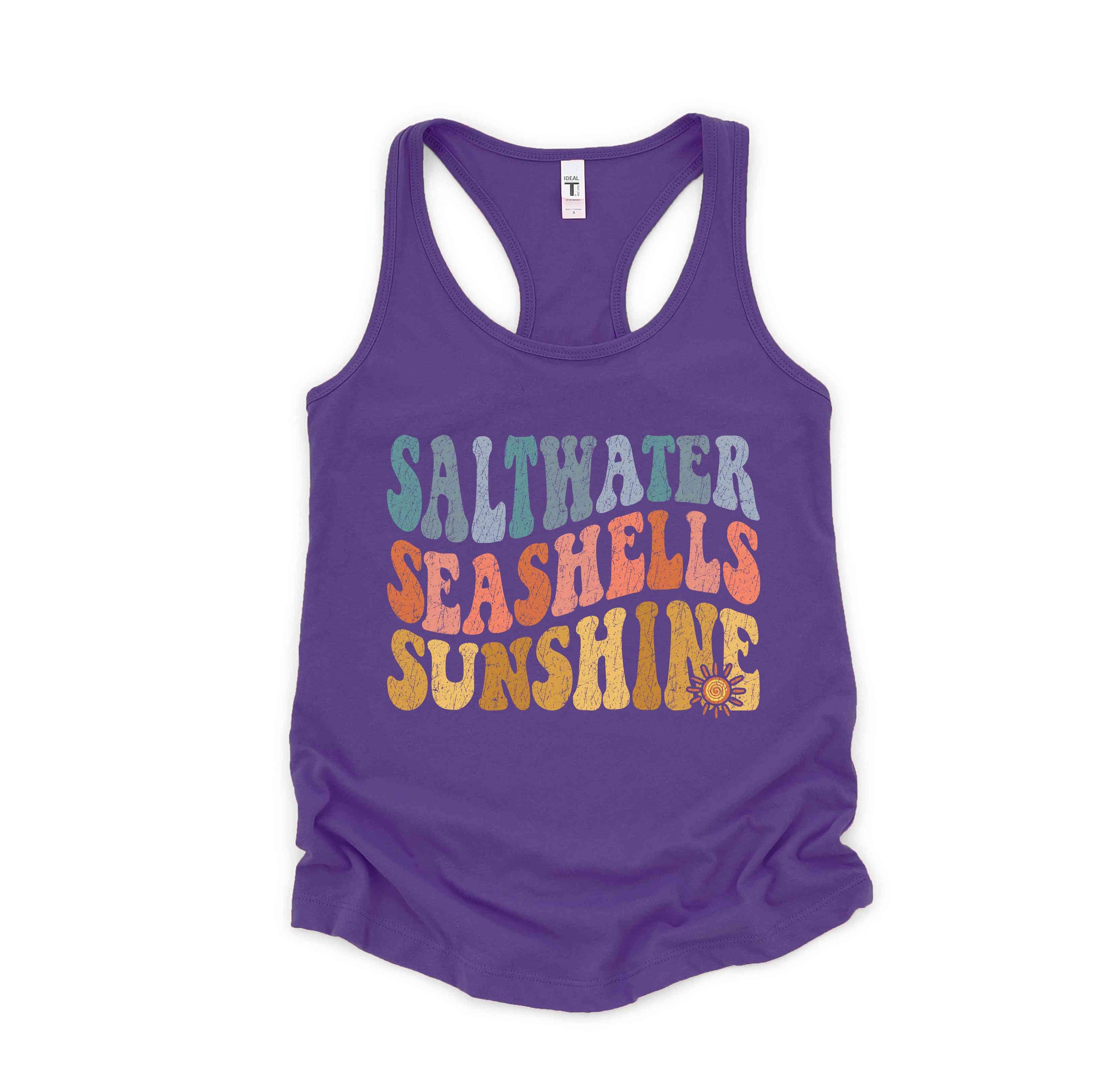 Saltwater Seashells Sunshine Tank Top, Hello Summer, Travel Tee, Summer Clothing, Sunshine Shirt, Beach Top, Summer Tank Tops, Beach Vibes