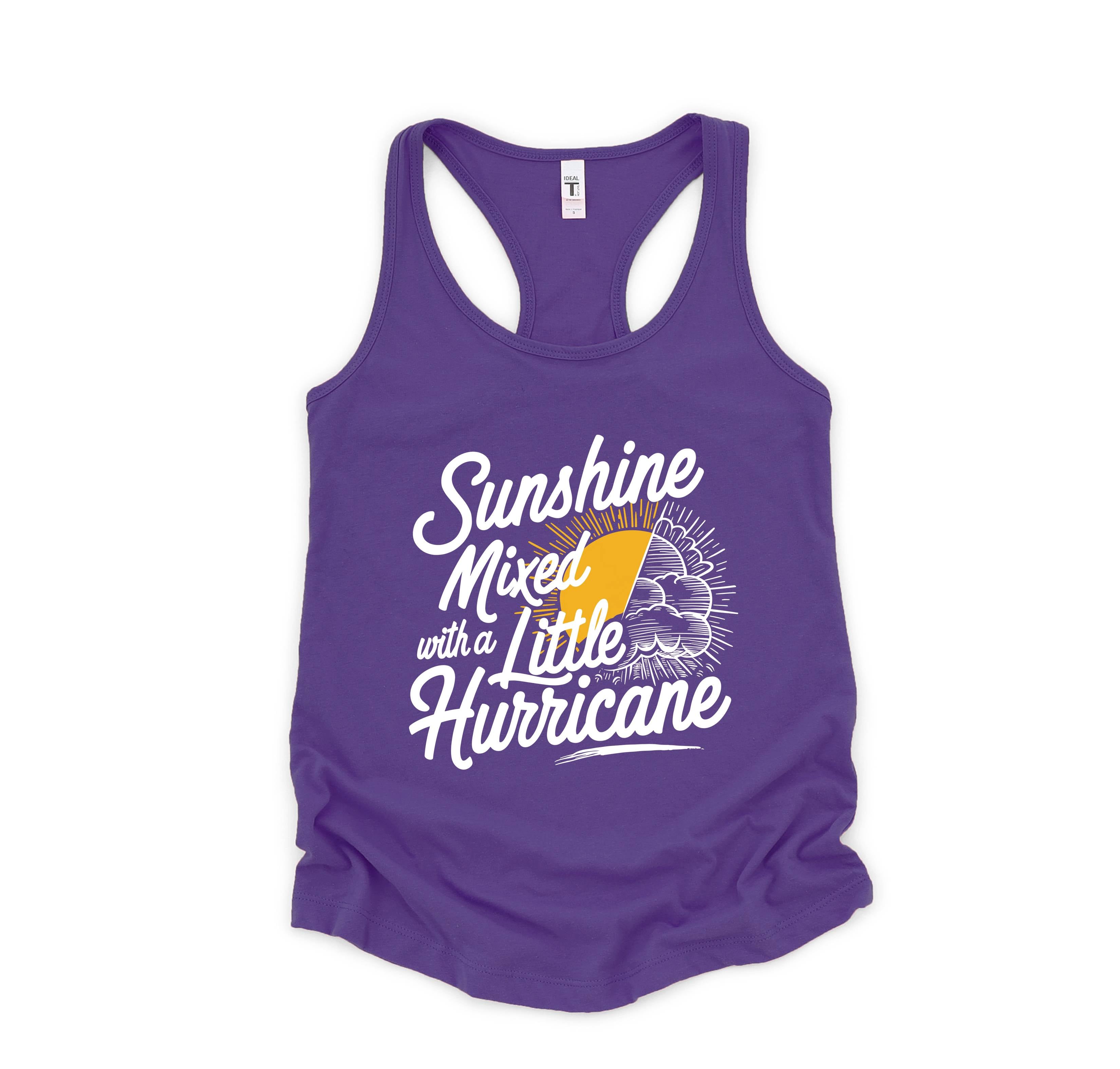 Sunshine Mixed With a Little Hurricane Shirt, Beach lover shirt, Summer Tank, Beach Tank Top, Nature Lover Tank Top