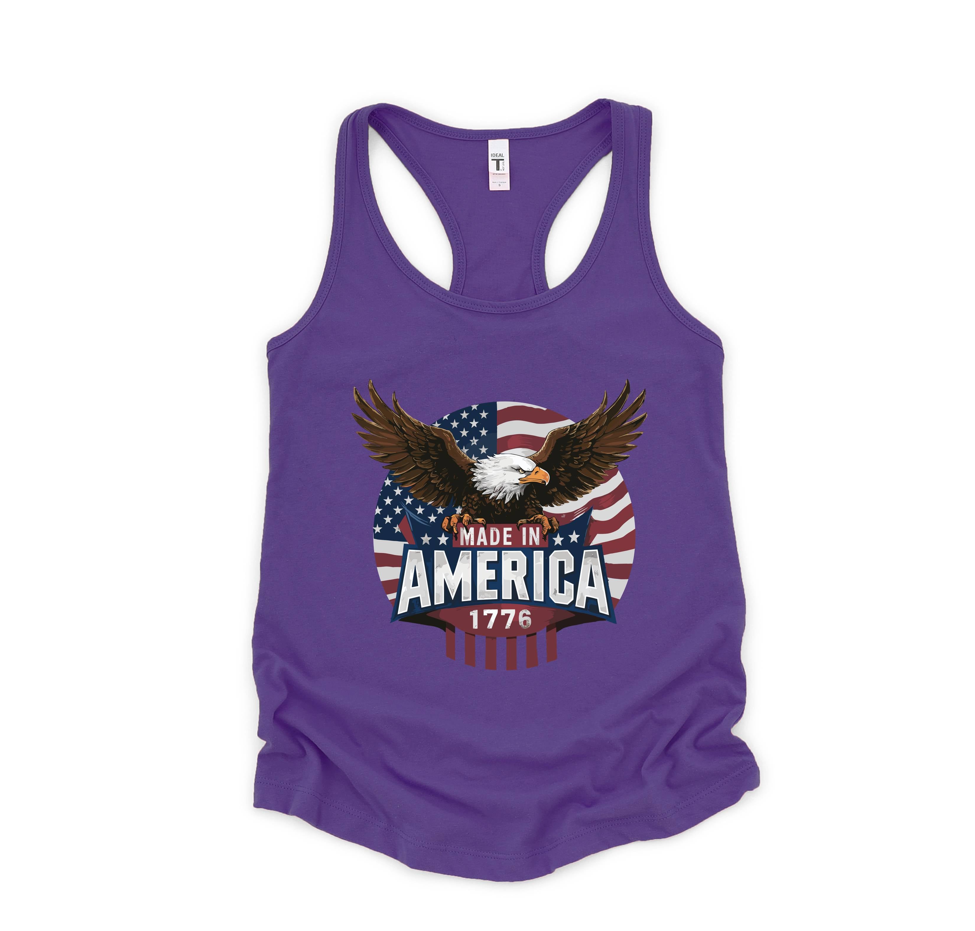 America Eagle Crop Tank Top, Memorial Day, July 4th Crop top, Womens 1776 July Patriotic Shirt, Womens July 4th tshirts