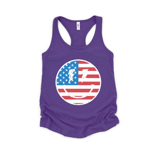 USA Smiley Face Tank Top, Usa Shirt, July 4th Tank, Women's 4th Of July Tank Top, Patriotic Tank Top, America Gifts