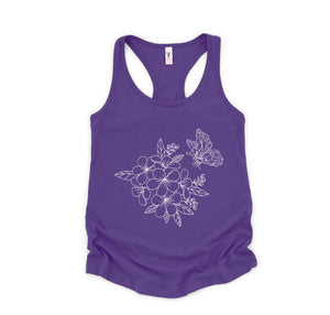 Flower And Butterfly Tank Top, Flower Tank Top, Butterfly Tank Top, Floral Tank Top, Spring Flower Tank Top, Spring Tank Top