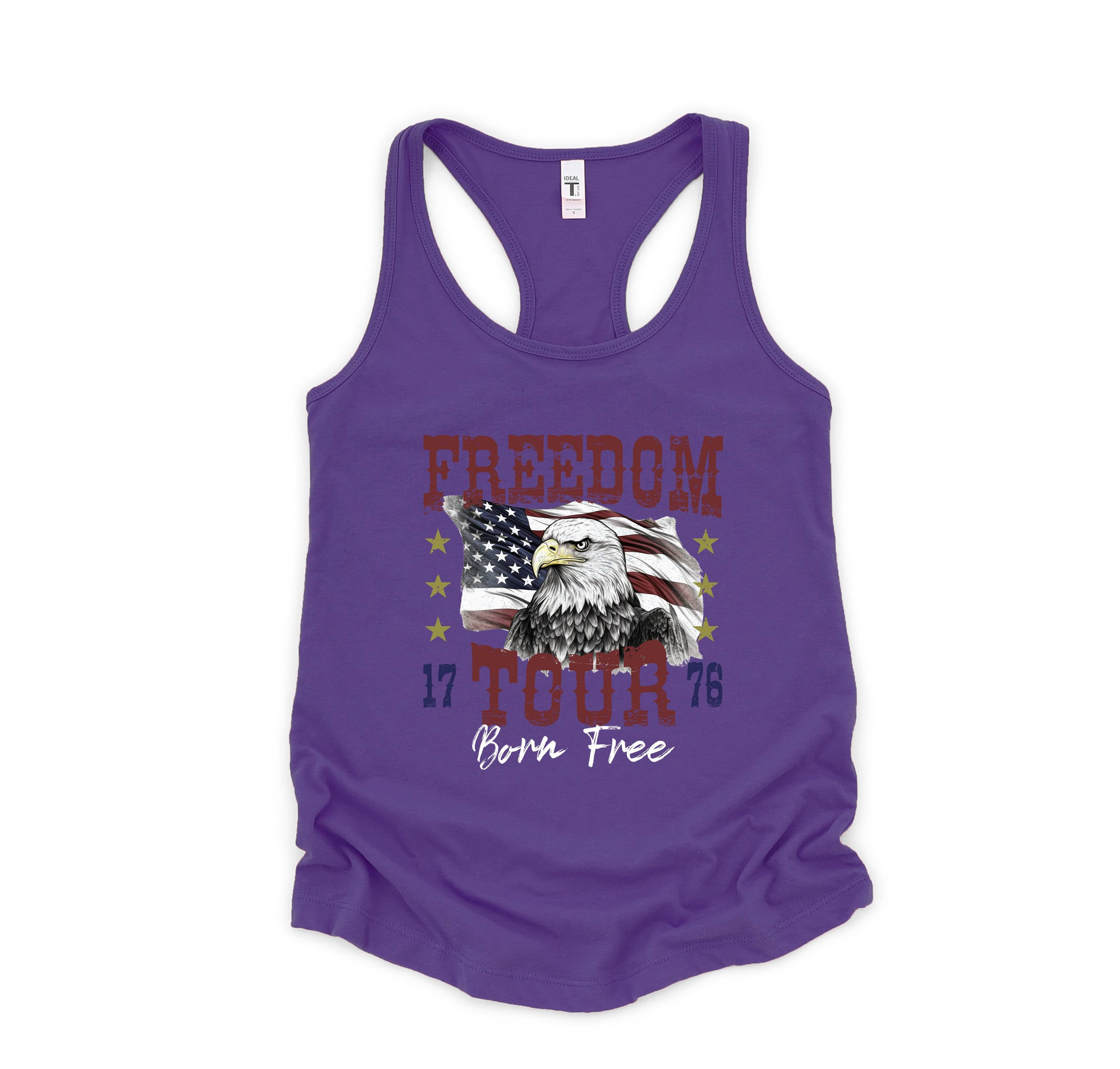 Freedom Tour Born Free Tank Top, USA Tank Top, Independence Day, 4th Of July Tank Top, USA Shirt, Fourth Of July Outfit, Bald Eagle Shirt