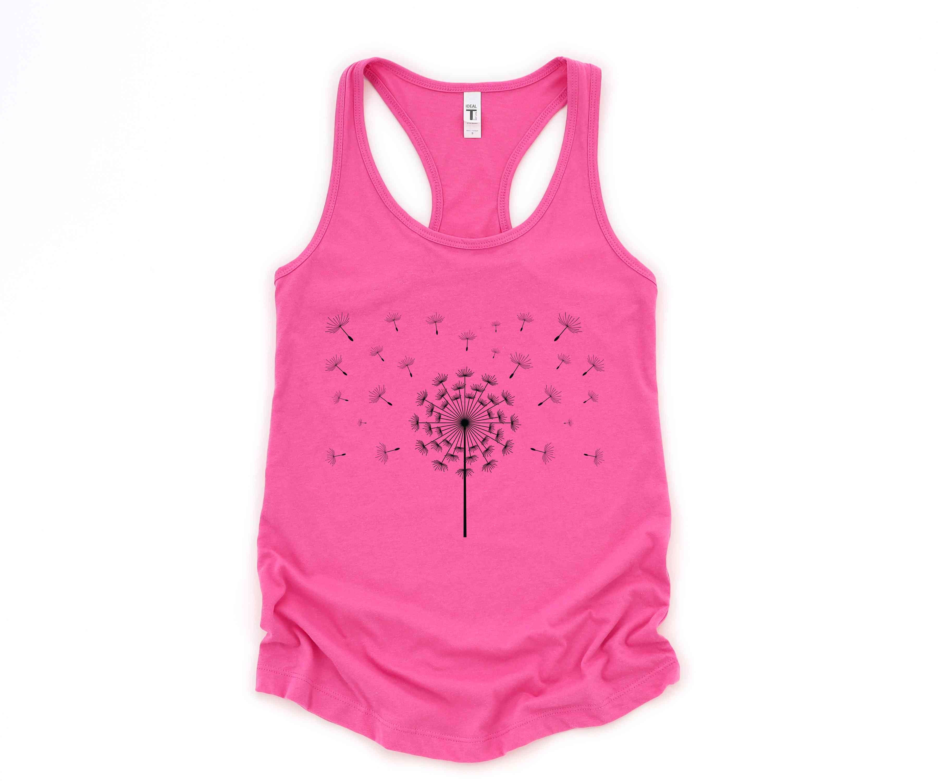 37500-Dandelion Tank Top, Flower Tank Top, Floral Tank Top, Summer Tank Top, Nature Tank Top, Yoga Dandelion Tank Top, Scattered Dandelion Top