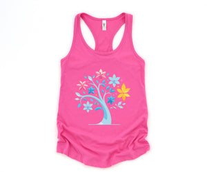 Sakura Tree Tank Top, Pansexual Pride Tank Top, Cute Sakura tree tank, Flowers Bloom Tank, Pansexual Tank Top