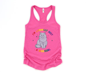 Funny I'm literally just a bisexual Queer Tank, Bi pride Tank, Bisexual Tank, Funny Cat Tank, Pride Tank, Queer Tank, Cat Owner Gift