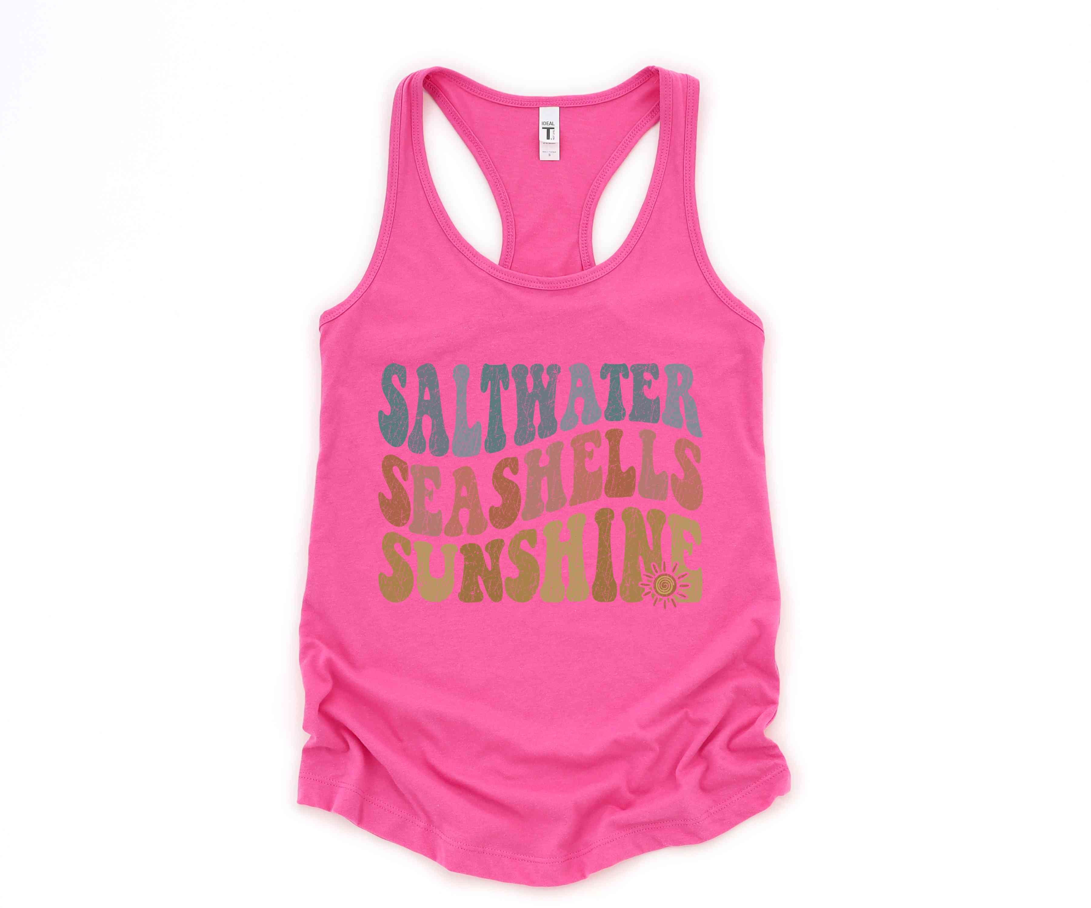 Saltwater Seashells Sunshine Tank Top, Hello Summer, Travel Tee, Summer Clothing, Sunshine Shirt, Beach Top, Summer Tank Tops, Beach Vibes