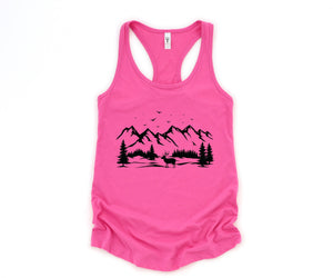 Deer Mountain,Tank Top,Hiking Tank Top,Deer Tank Top,Hippie Tank Top,Mountain Tank Top,Boho Tank Top,Camping Tank Top,Yoga Tank Top,Custom Tank Top,Exercise Tank Top,Camp Tank Top,Mountain Camp Tank