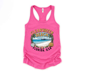 Clearwater Beach Tank Top, Summer Trip Shirt, Beach Trip Tank Top, Beach Tank Top, Beach Gift, Beach Outfit, Retro Beach Shirt