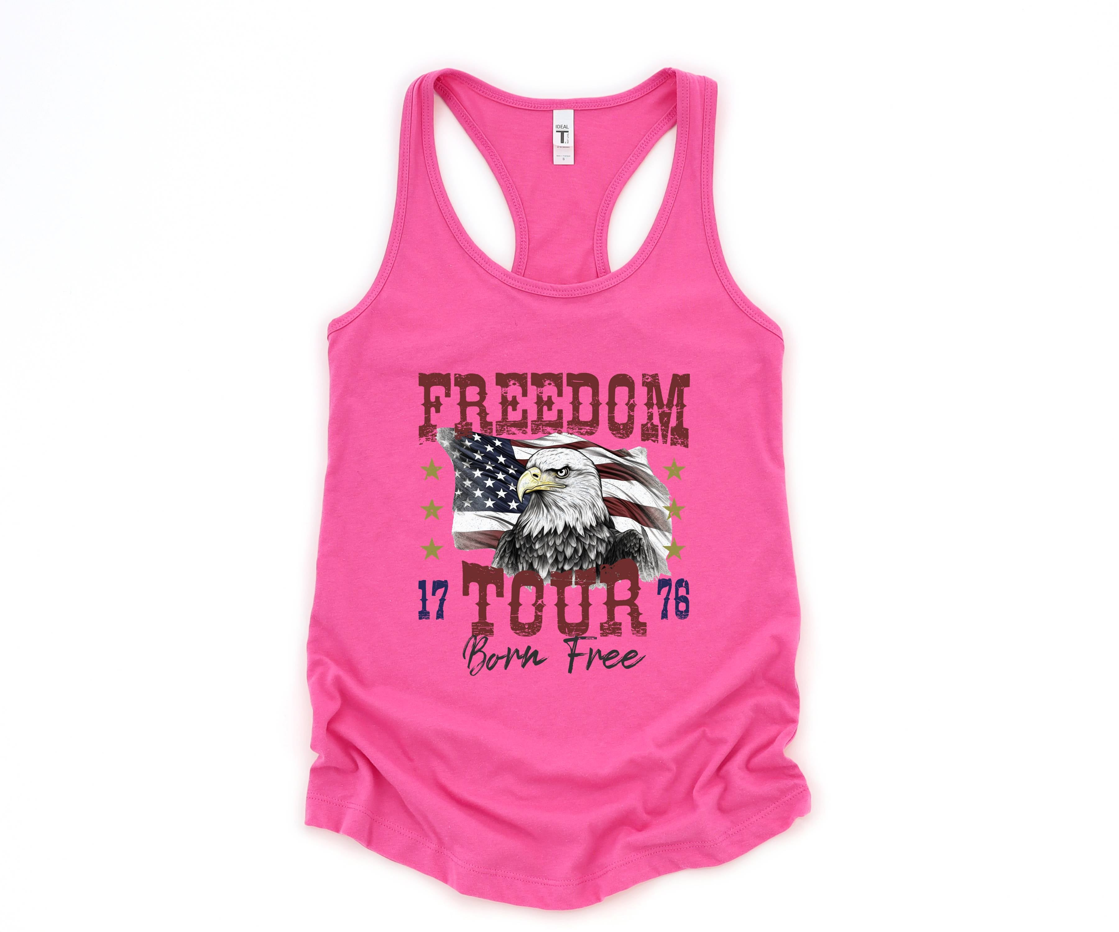 Freedom Tour Born Free Tank Top, USA Tank Top, Independence Day, 4th Of July Tank Top, USA Shirt, Fourth Of July Outfit, Bald Eagle Shirt