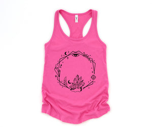 Wreath Tank Top, Witch Lover Tank Top, Crystal Tank Top, Mystic Tank Top, Spiritual Tank Top, Mystical Tank Top