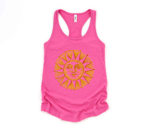 Vintage Sun Tank Top, Boho Sun Tank Top, Summer Tops, Vintage Apparel, Beach Lovers Gift, Workout Tank