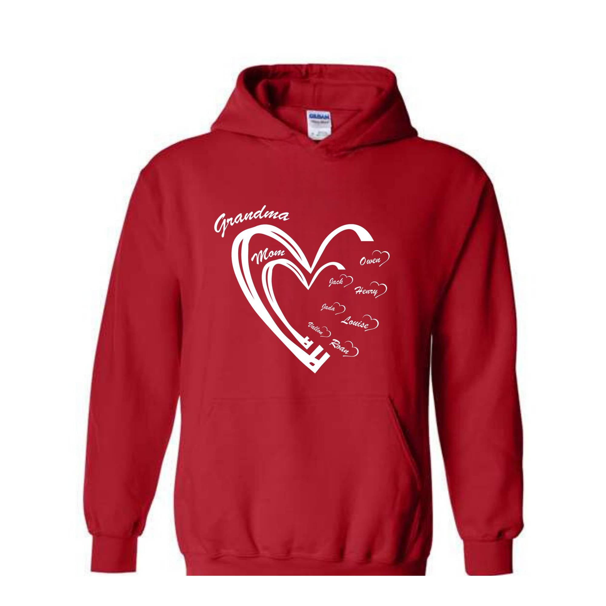 Custom Grandma Heart Sweatshirt, First Time Grandma Sweatshirt, kids Names Hoodie, Godmerch Sweatshirt, Mother's Day Hoodie