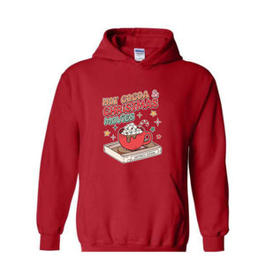 Hot Cocoa & Christmas Movies Hoodie, Christmas Hoodie, Retro Christmas Hoodie, Christmas Couple Hoodie