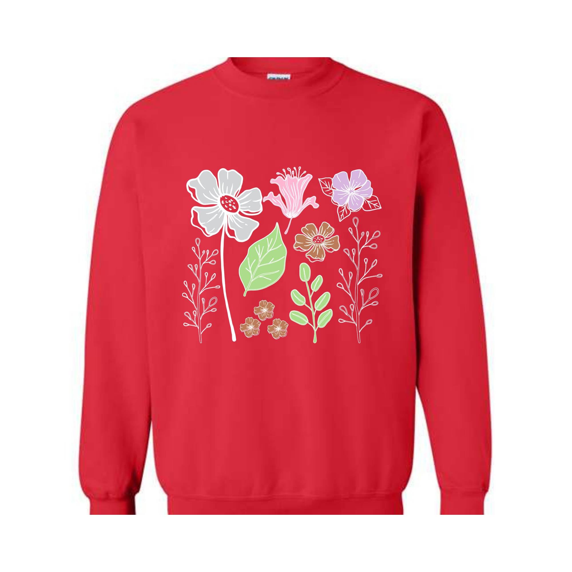 Boho Flower Sweatshirt Flowers Lovers Sweater Women Floral Minimalist Sweater Flower Print Sweatshirt Woman Gift Flower Sweatshirt