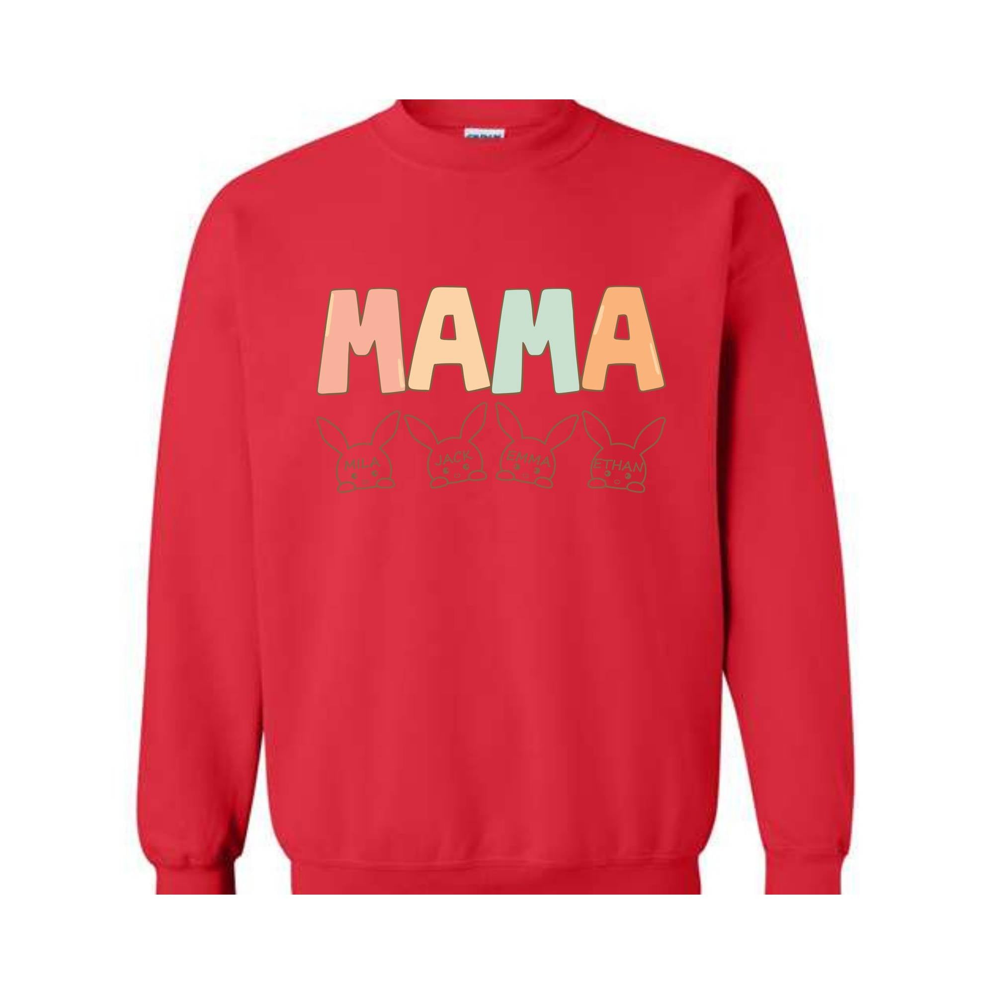 Custom Mama Easter Sweatshirt, Mama Sweatshirt With Kids Names, Happy Easter Sweater, Personalized Easter Day Sweater