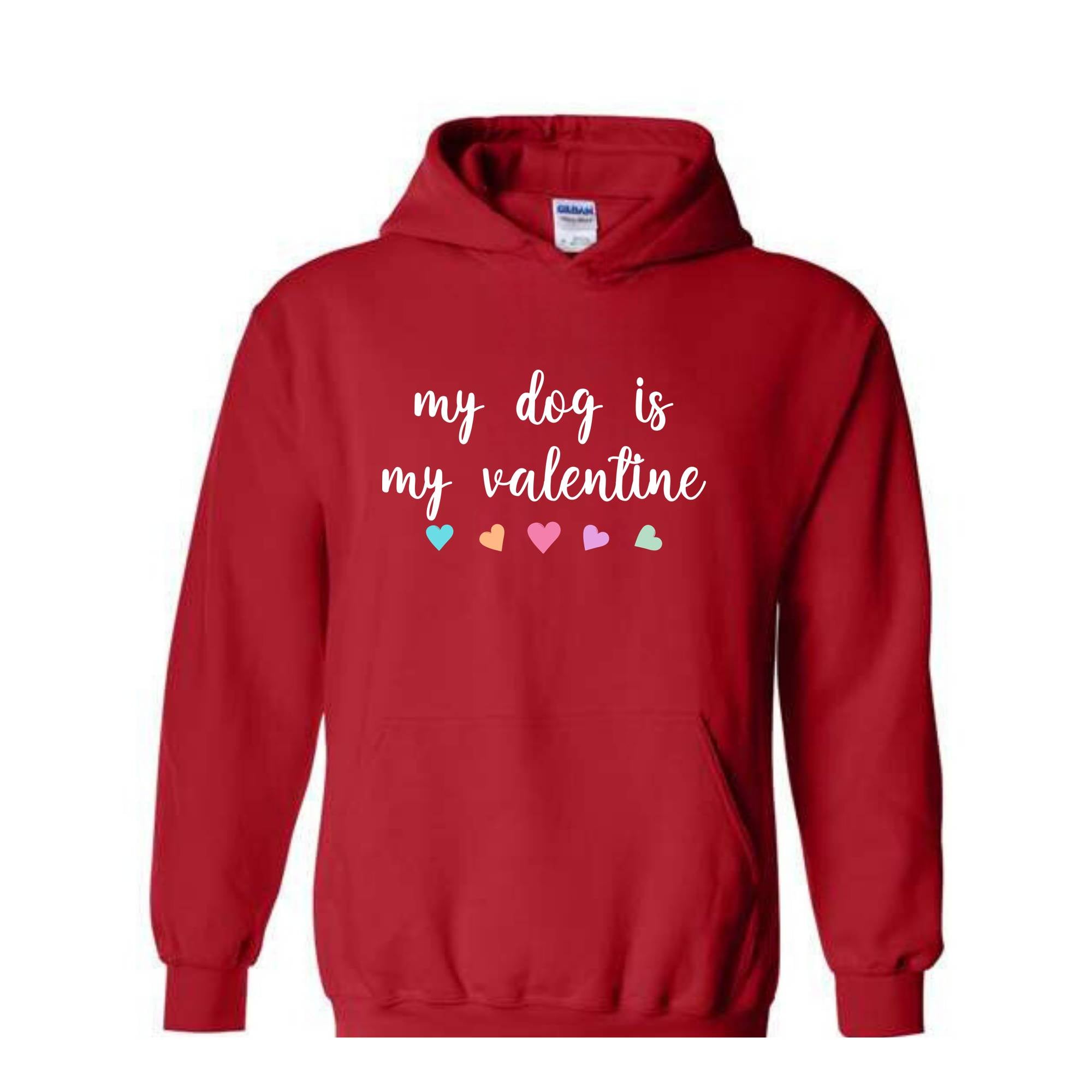 My Dog Is My Valentine Sweatshirt, Dog Lover Hoodie, Dog Mom Hoodie, Youth Valentine Hoodie, Girls Valentine Hoodie, Dog Valentine Day