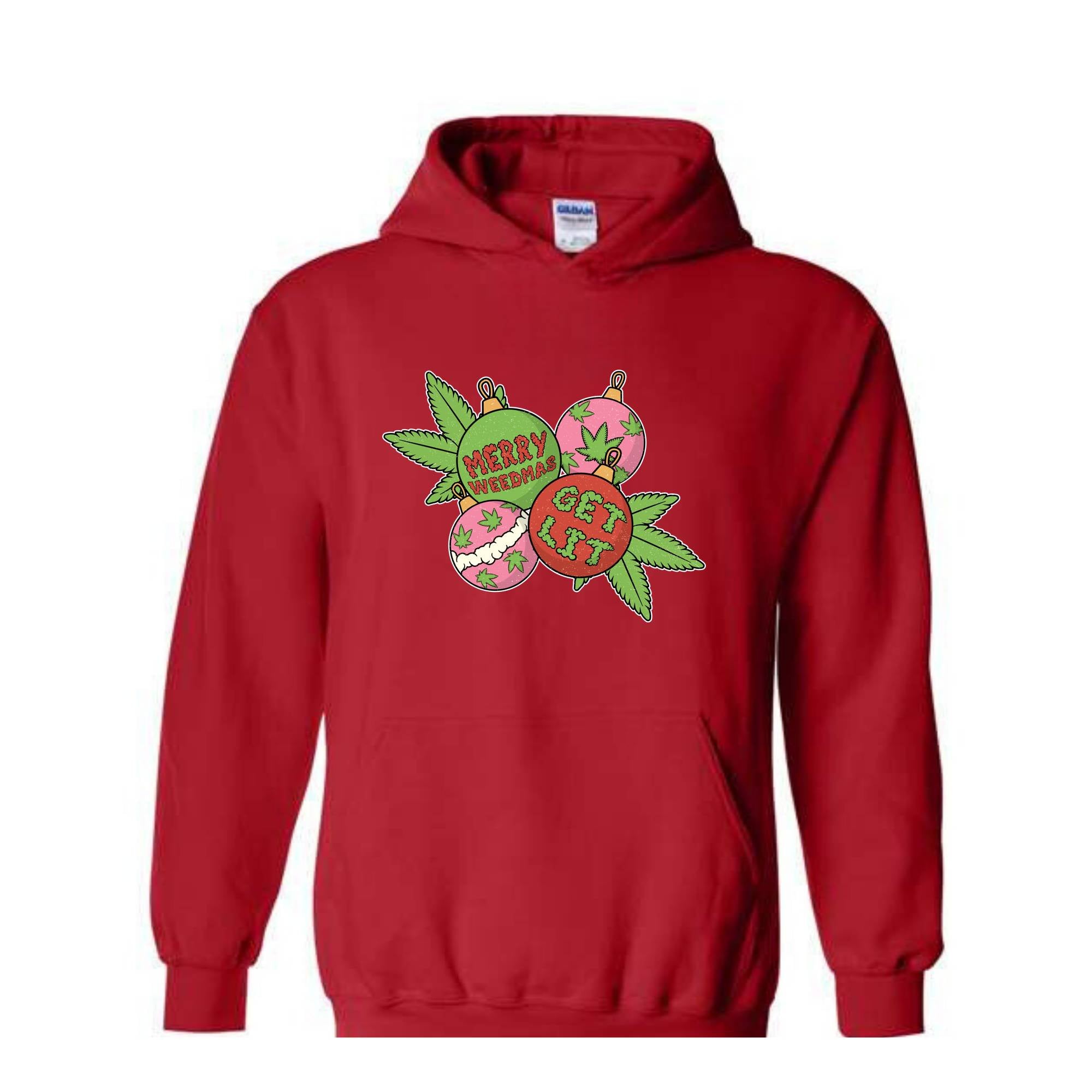 Merry Weedmas Get Lit Sweatshirt, Merry Weedmas Sweatshirt, Christmas Gift, Smoke Weed Sweatshirt, Christmas Sweatshirt