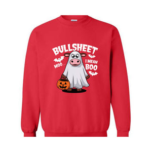 BullSheet Moo I mean Boo Sweatshirt, Halloween Ghost Cow Shirt, Happy Halloween Hoodie, Halloween Ghost Hoodie, Halloween Boo Shirt