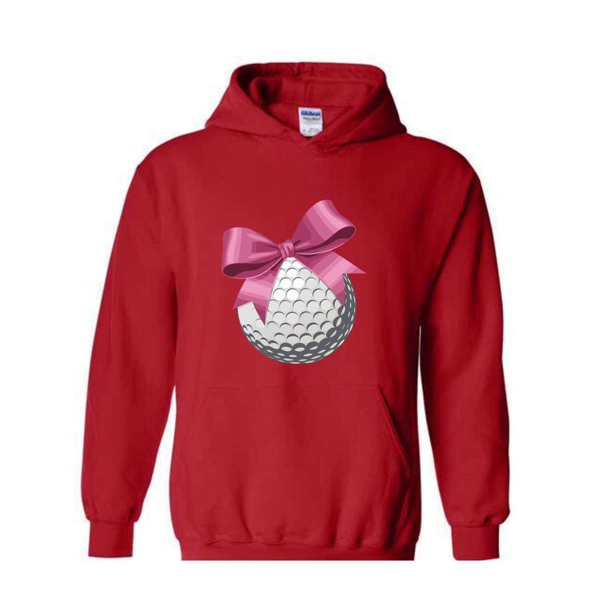 Golf Ball and Bow Sweatshirt, Golfer Mom Hoodie, Coquette Hoodie, Pink Girly Hoodie, Cute Mom Hoodie, Golf Hoodie, Dad Hoodie