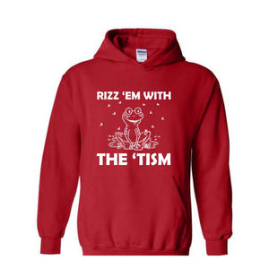 Rizz Em With The Tism Hoodie, Funny Frog Hoodie, Silly Frog Hoodie, Depression Hoodie, Funny Autism Hoodie