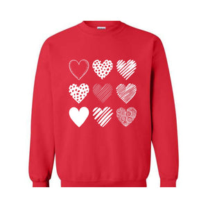 Cute Valentine Hearts Sweatshirt, Valentines Day , Valentine , Cute Valentine Gift, Cute Valentines Gift