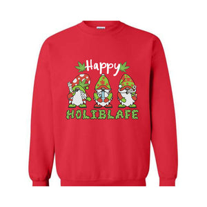 Happy Holiblafe Sweatshirt, Christmas Sweatshirt, Christmas Weed Sweater, Merry Weedmas Sweatshirt, Funny Christmas Sweater