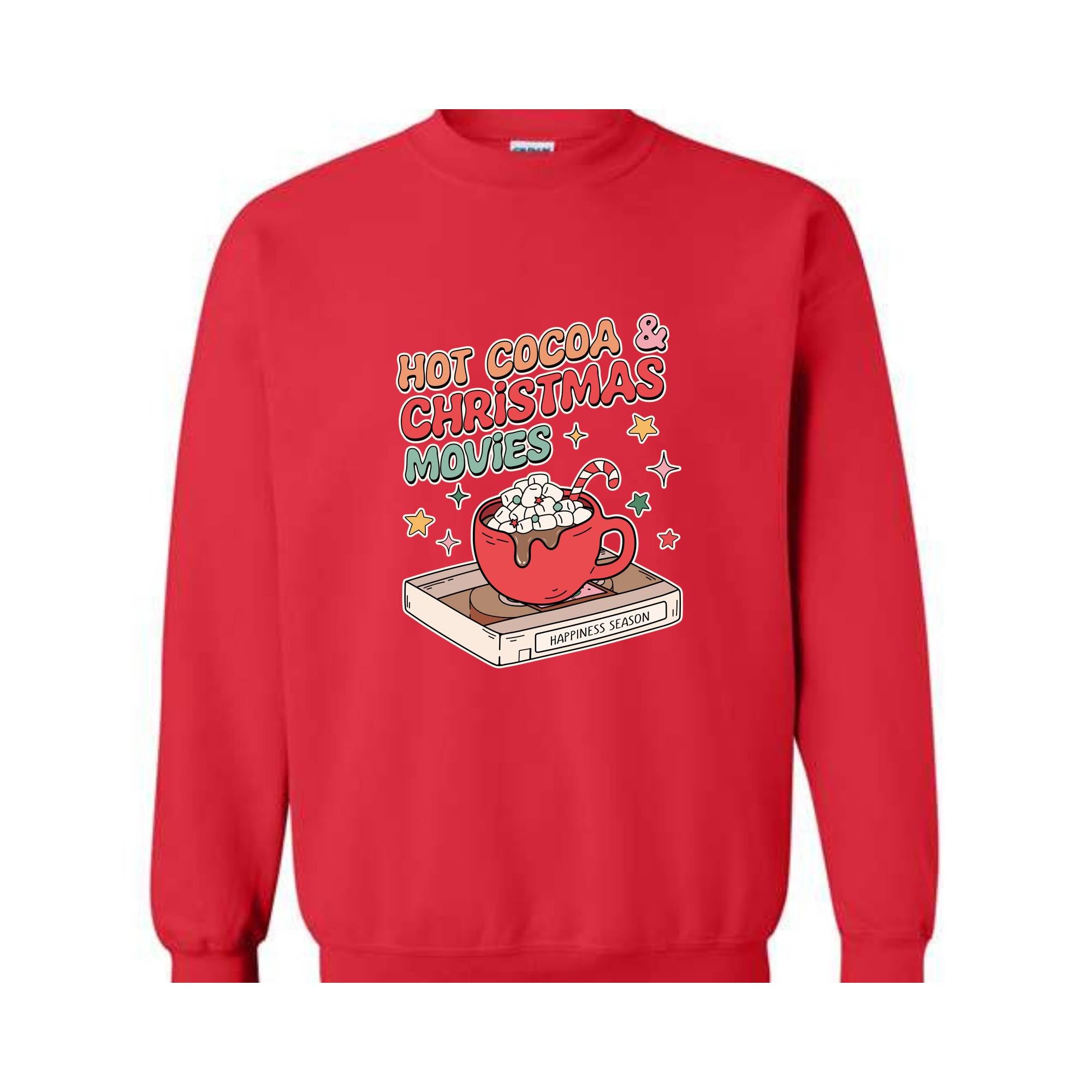 Hot Cocoa & Christmas Movies Sweatshirt, Christmas Sweatshirt, Retro Christmas Sweatshirt, Christmas Couple Sweatshirt