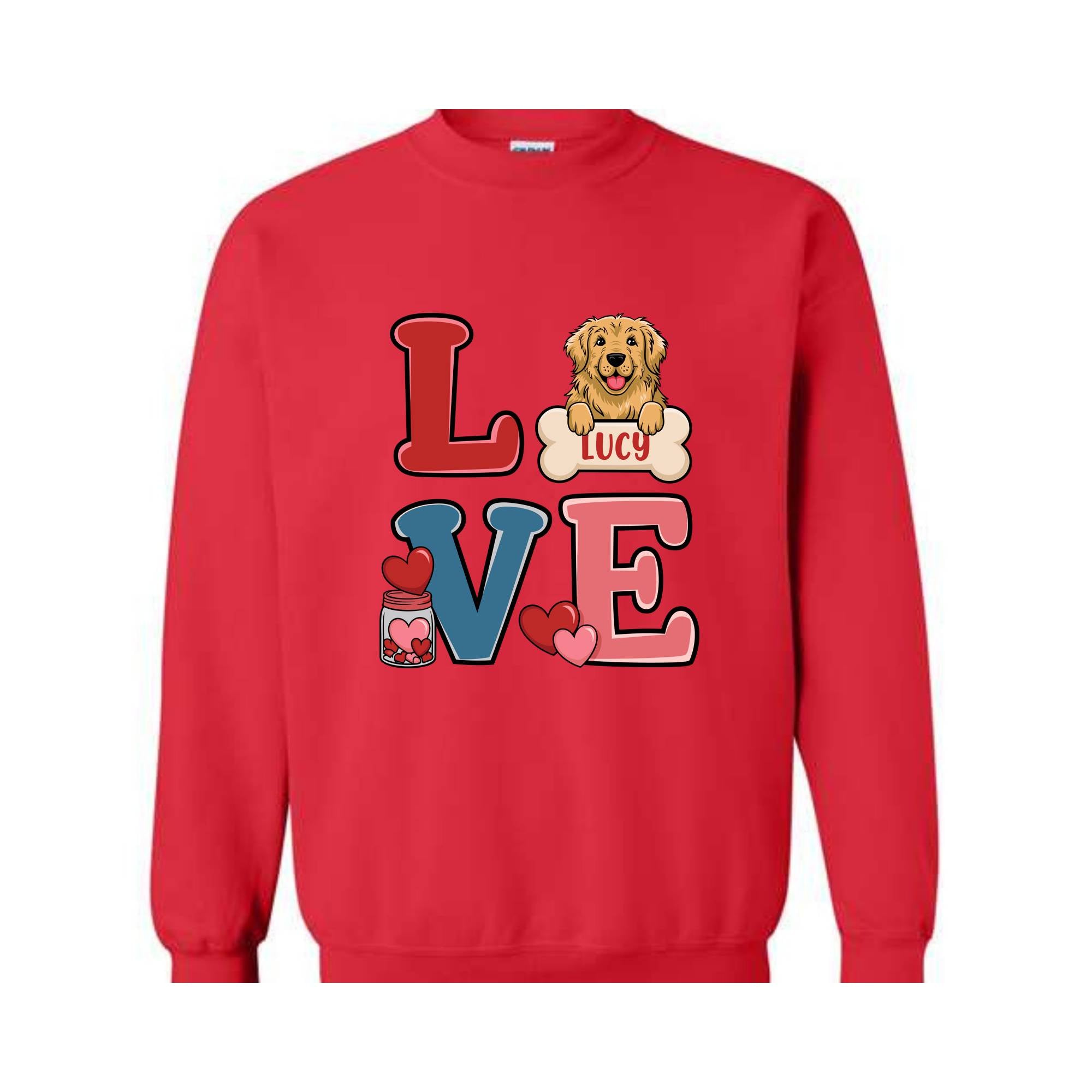 Personalized Dog Valentines Day Sweatshirt, Custom Dog , Cute Dog , Dog Lover , Girls Valentines Day Gift