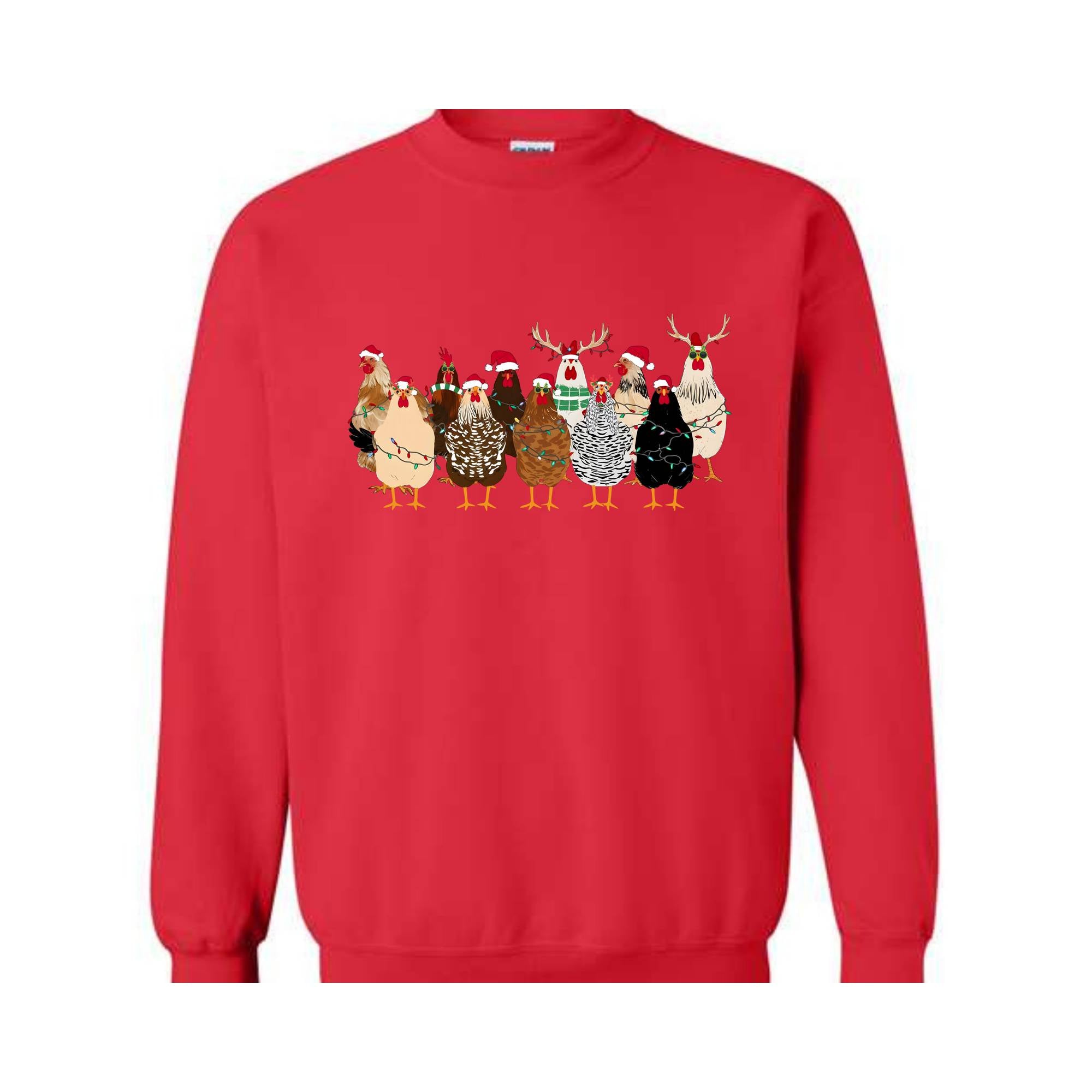 Сute Christmas Chickens Sweatshirt, Christmas Farm Animals Sweat, Chicken Sweater, Christmas Holiday Gifts