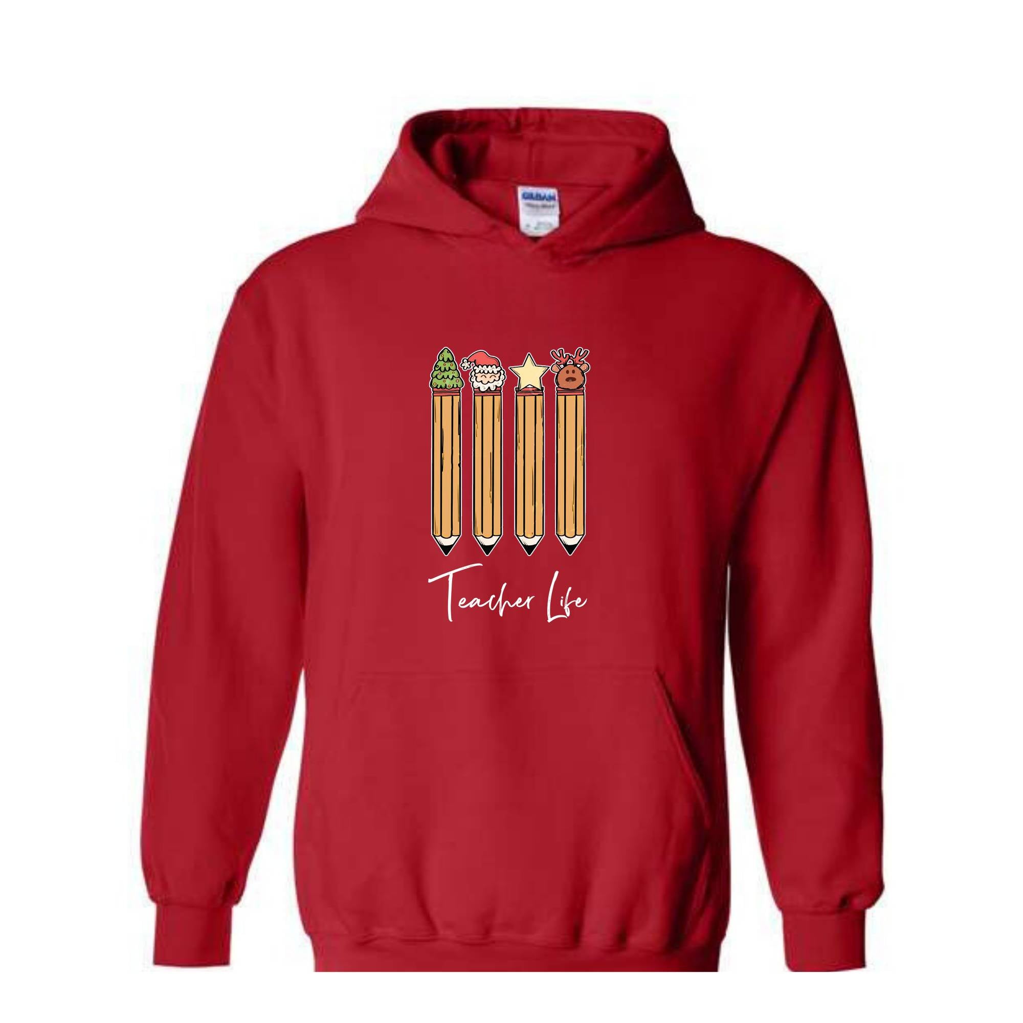 Cute Teacher Christmas Sweatshirt, Christmas Pencils Design, Teacher Life Sweatshirt, Teacher Christmas Gift, School Christmas Season