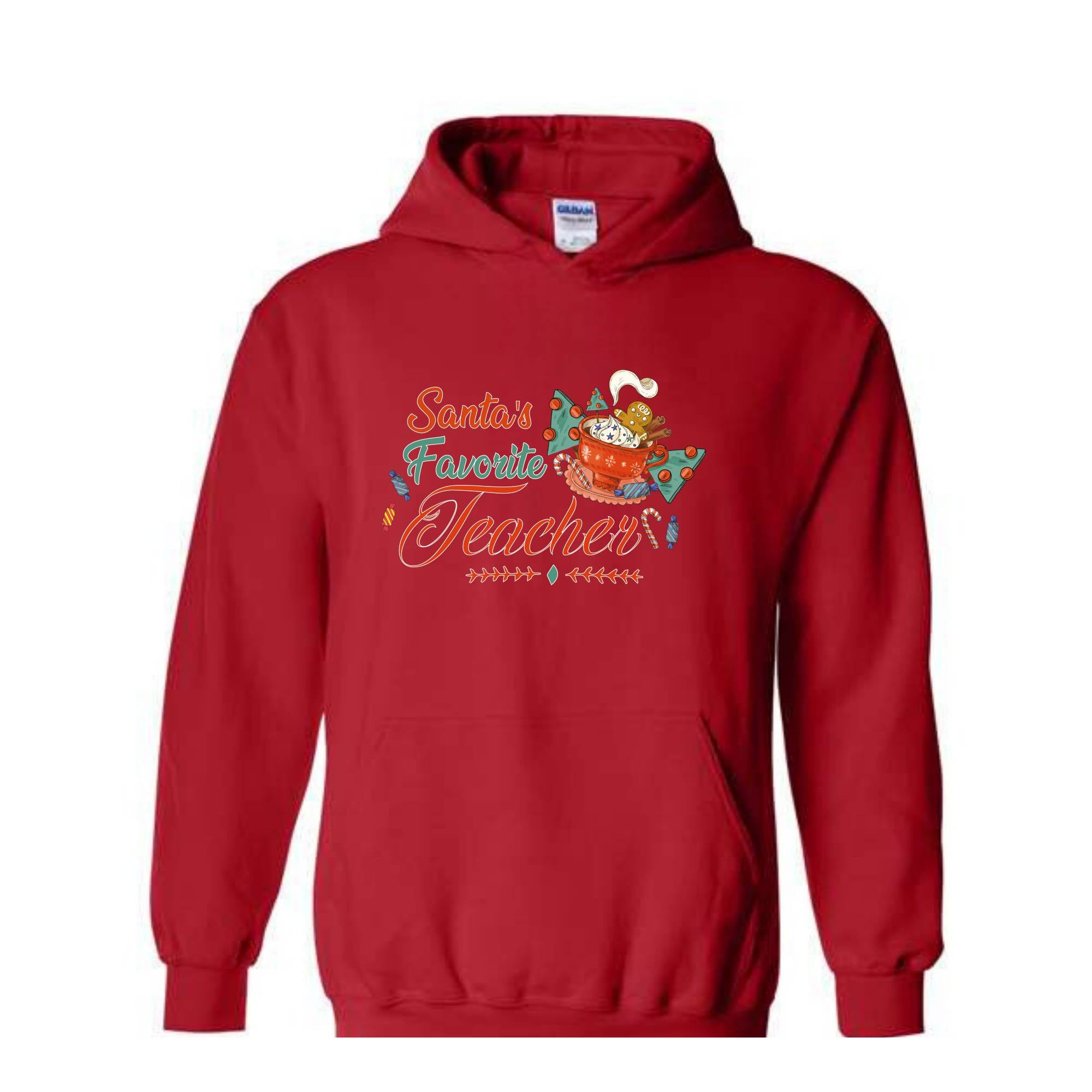 Santa's Favorite Teacher Christmas Shirt, Christmas Teacher Sweatshirt, Santa's Favorite Teacher Sweatshirt, Cute Teacher Christmas Sweater.