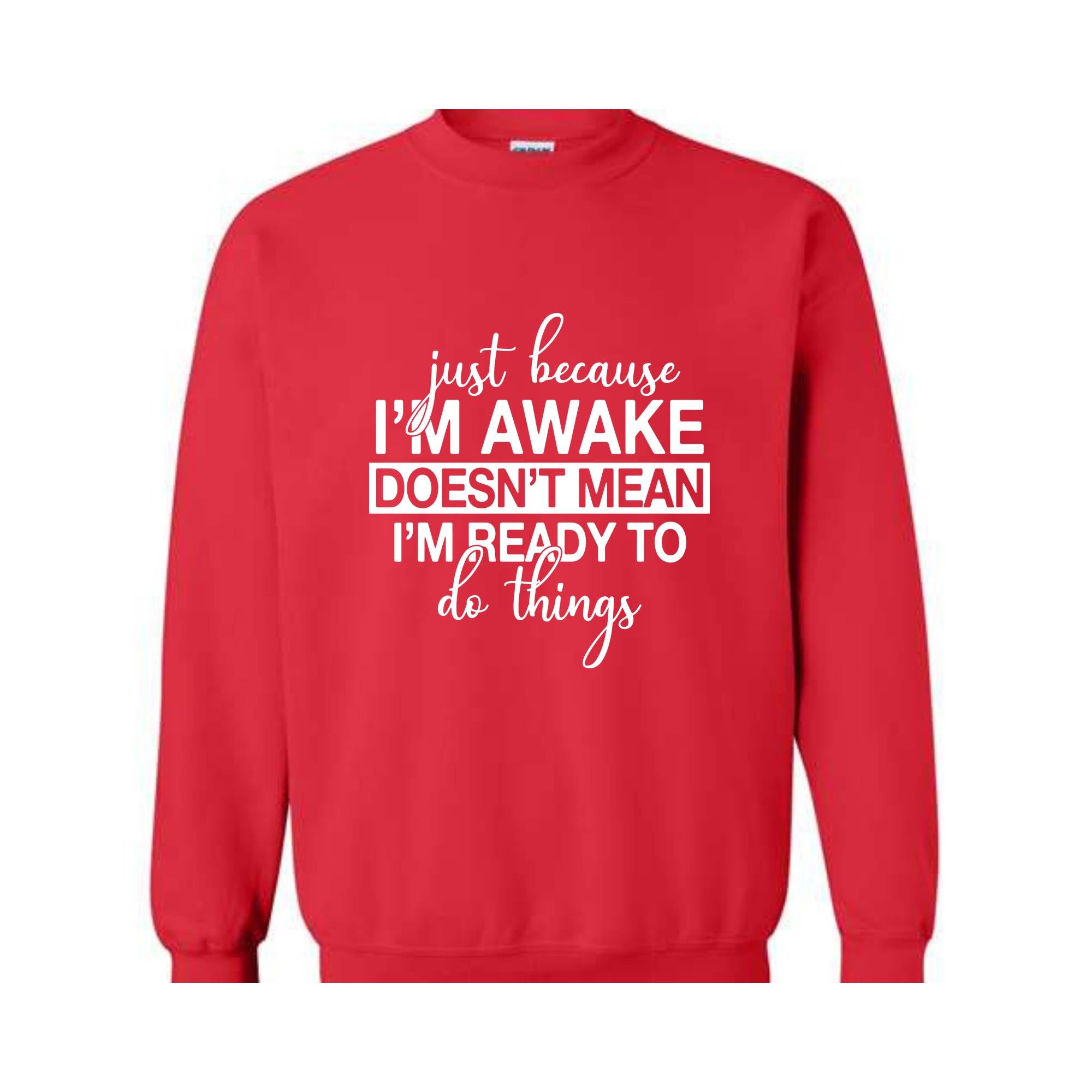 Just Beacuse I'm Awake Doesn't Mean I'm Ready Sweatshirt, Just Because I'm Awake Hoodie, Sassy Hoodie, Just Because Sweatshirt